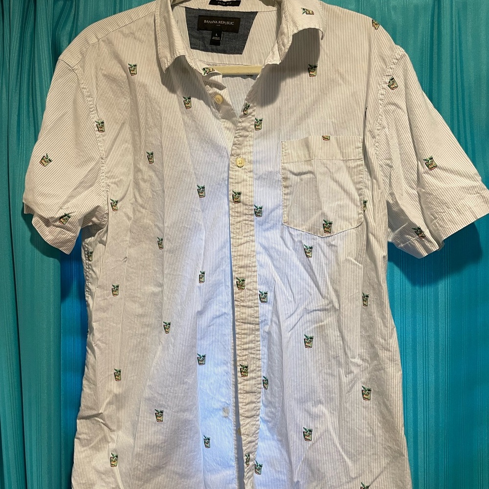 Banana Republic White Shirt with Mojito Print